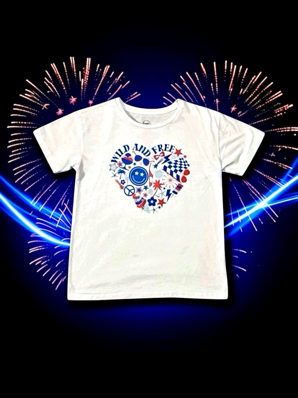 Wonder Nation Girls “Wild and Free” Patriotic Tee XL (14–16) EUC